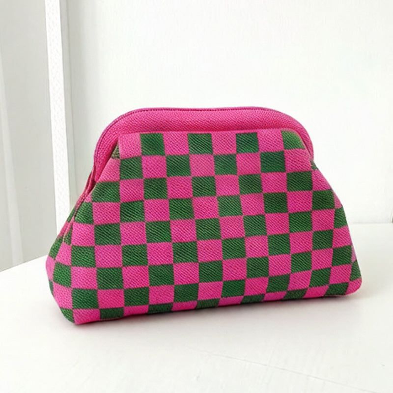 Cross-Border Dropshipping Knitted Bag Striped Clutch Bag for Women Fly-Knit Cloud Versatile Stylish Portable Makeup Bag Large Capacity