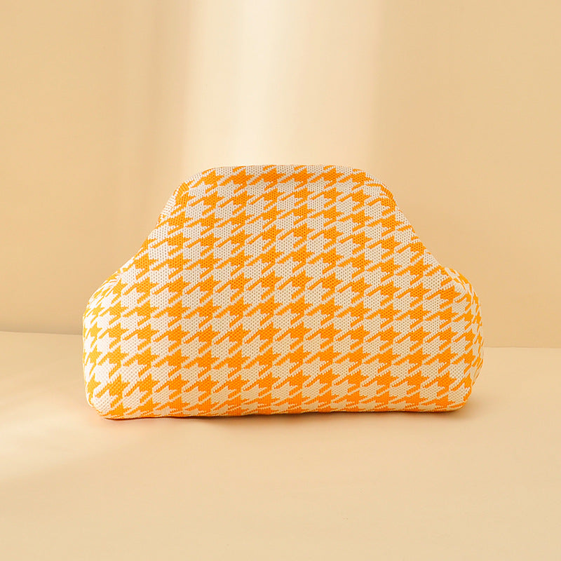 Cross-Border Dropshipping Knitted Bag Striped Clutch Bag for Women Fly-Knit Cloud Versatile Stylish Portable Makeup Bag Large Capacity