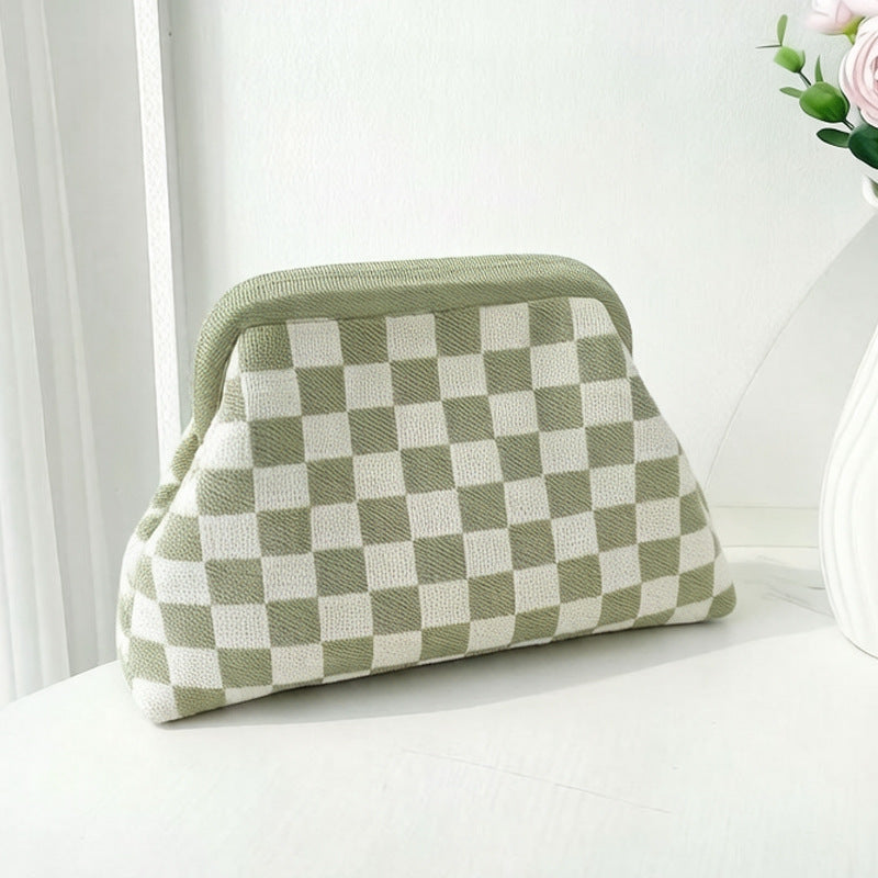Cross-Border Dropshipping Knitted Bag Striped Clutch Bag for Women Fly-Knit Cloud Versatile Stylish Portable Makeup Bag Large Capacity