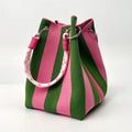 This Multi-Color Knitted Retro Bucket Handbag Is Simple and Color-Blocked, Versatile and Easy to Carry With You